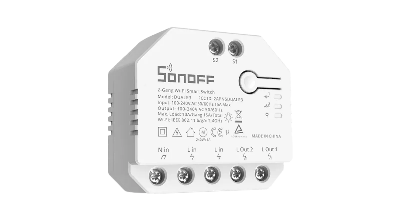DUALR3 Lite Interruptor Inteligente de Medição de Energia com Relé Duplo Bidirecional da Sonoff