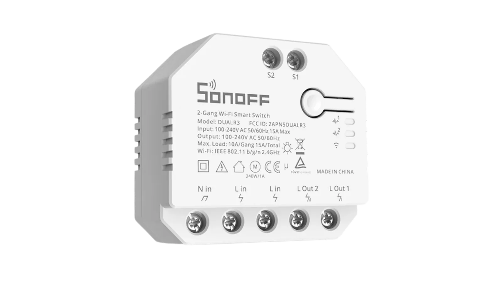 DUALR3 Interruptor Inteligente de Medição de Energia com Relé Duplo Bidirecional da Sonoff
