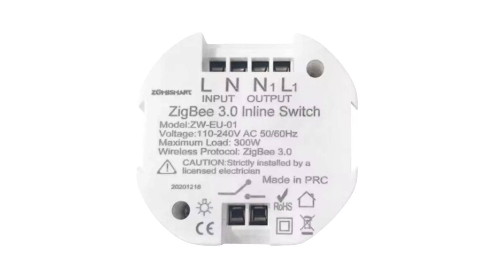 Relé de 1 canal ZW-EU-01 Zigbee da Zemismart