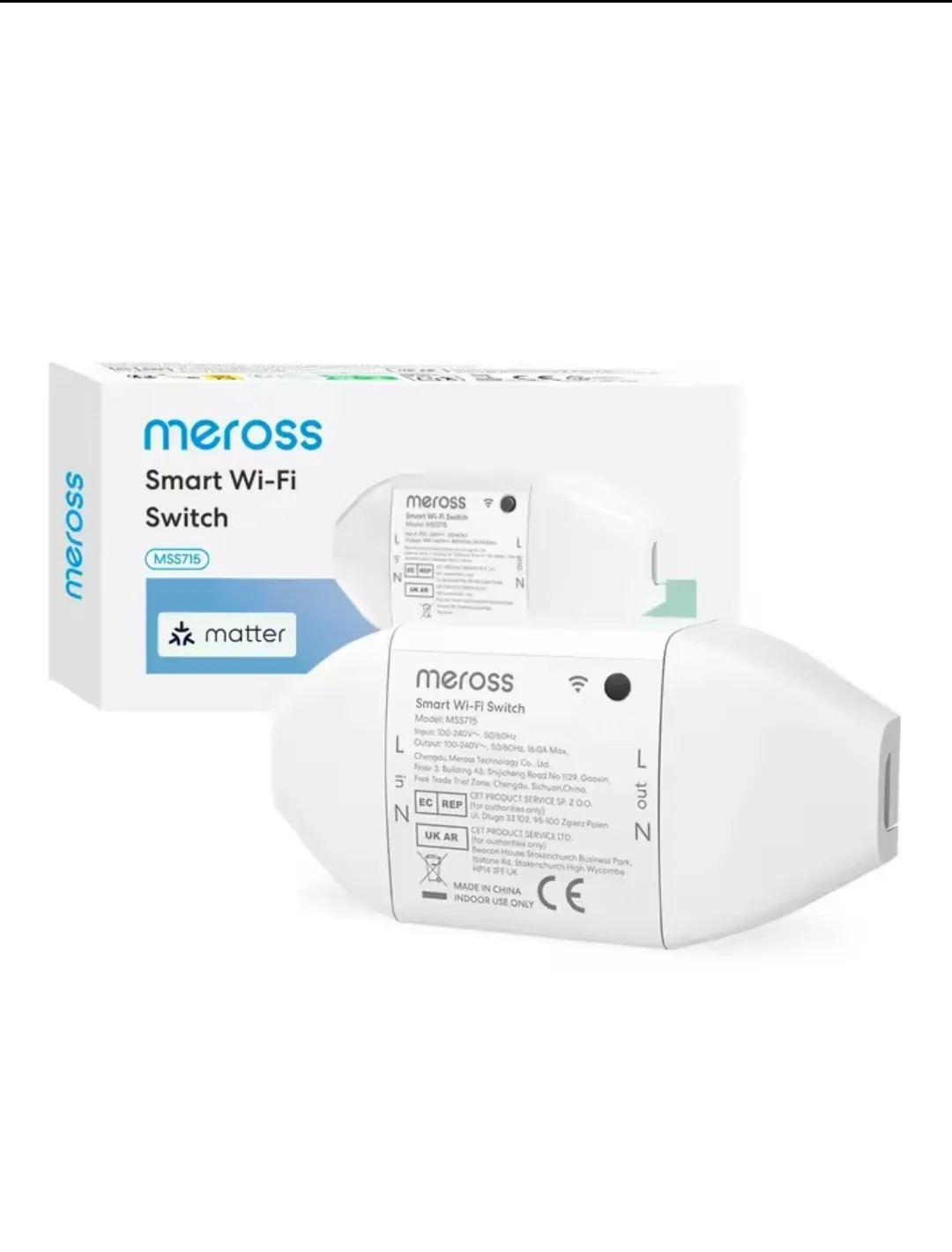 Meross Switch com Matter Over Wi-fi  | Relé Básico de 16 A e monitoramento de energia