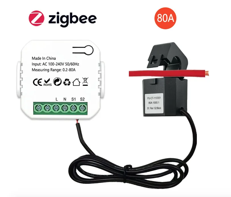 Medidor de energia com grampo de 80A